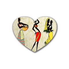 Woman Ethic African People Collage Rubber Coaster (heart)  by Celenk