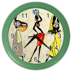 Woman Ethic African People Collage Color Wall Clocks by Celenk