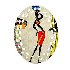 Woman Ethic African People Collage Ornament (oval Filigree) by Celenk