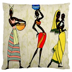 Woman Ethic African People Collage Large Cushion Case (one Side) by Celenk