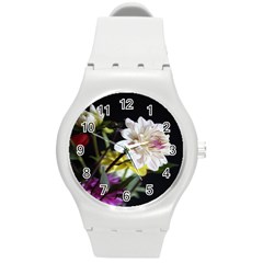 Dahlias Dahlia Dahlia Garden Round Plastic Sport Watch (M)