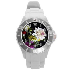 Dahlias Dahlia Dahlia Garden Round Plastic Sport Watch (L)