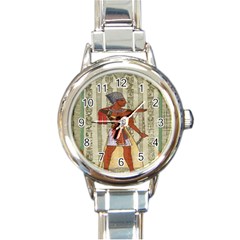 Egyptian Design Man Royal Round Italian Charm Watch by Celenk