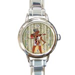 Egyptian Design Man Royal Round Italian Charm Watch Front