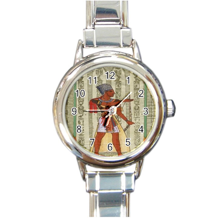 Egyptian Design Man Royal Round Italian Charm Watch