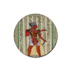 Egyptian Design Man Royal Rubber Round Coaster (4 Pack)  by Celenk