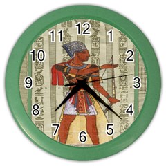 Egyptian Design Man Royal Color Wall Clocks by Celenk