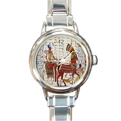 Egyptian Tutunkhamun Pharaoh Design Round Italian Charm Watch by Celenk