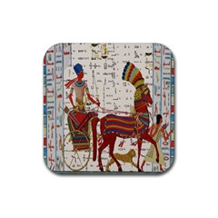 Egyptian Tutunkhamun Pharaoh Design Rubber Coaster (square)  by Celenk