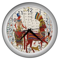 Egyptian Tutunkhamun Pharaoh Design Wall Clocks (silver)  by Celenk