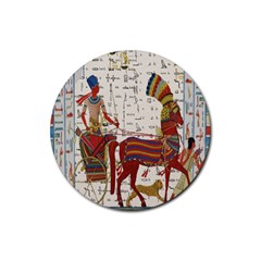 Egyptian Tutunkhamun Pharaoh Design Rubber Coaster (round)  by Celenk