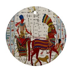 Egyptian Tutunkhamun Pharaoh Design Round Ornament (two Sides) by Celenk