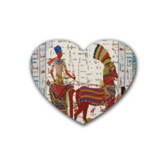 Egyptian Tutunkhamun Pharaoh Design Rubber Coaster (heart)  by Celenk