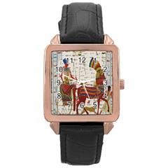 Egyptian Tutunkhamun Pharaoh Design Rose Gold Leather Watch  by Celenk