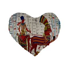 Egyptian Tutunkhamun Pharaoh Design Standard 16  Premium Flano Heart Shape Cushions by Celenk