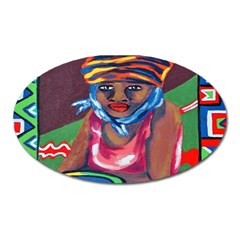 Ethnic Africa Art Work Drawing Oval Magnet by Celenk