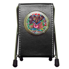 Ethnic Africa Art Work Drawing Pen Holder Desk Clocks by Celenk