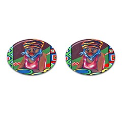 Ethnic Africa Art Work Drawing Cufflinks (oval) by Celenk