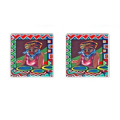 Ethnic Africa Art Work Drawing Cufflinks (square) by Celenk