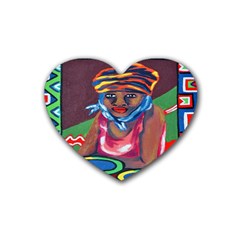 Ethnic Africa Art Work Drawing Heart Coaster (4 Pack)  by Celenk