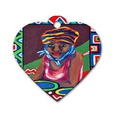 Ethnic Africa Art Work Drawing Dog Tag Heart (one Side) by Celenk