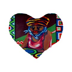 Ethnic Africa Art Work Drawing Standard 16  Premium Flano Heart Shape Cushions by Celenk