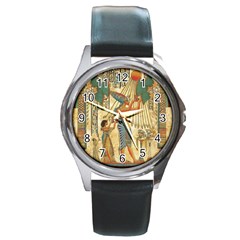 Egyptian Man Sun God Ra Amun Round Metal Watch