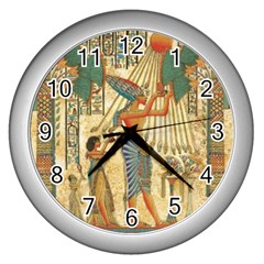 Egyptian Man Sun God Ra Amun Wall Clocks (silver)  by Celenk