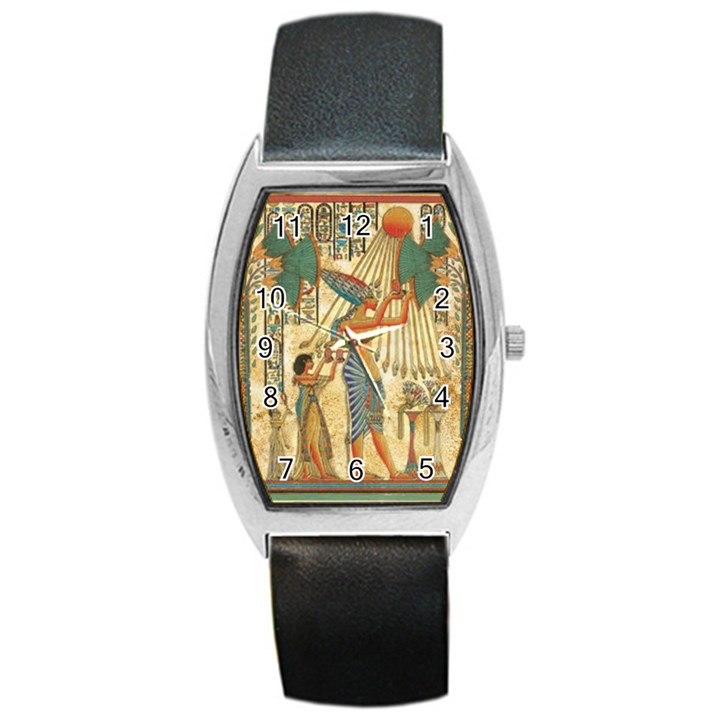 Egyptian Man Sun God Ra Amun Barrel Style Metal Watch