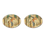 Egyptian Man Sun God Ra Amun Cufflinks (Oval) Front(Pair)