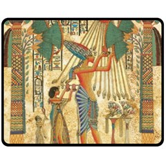 Egyptian Man Sun God Ra Amun Fleece Blanket (medium)  by Celenk