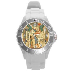 Egyptian Man Sun God Ra Amun Round Plastic Sport Watch (L)