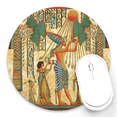 Egyptian Man Sun God Ra Amun Round Mousepads by Celenk