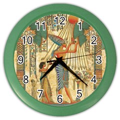 Egyptian Man Sun God Ra Amun Color Wall Clocks by Celenk