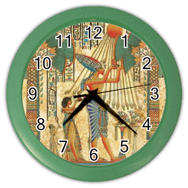 Egyptian Man Sun God Ra Amun Color Wall Clocks