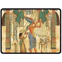 Egyptian Man Sun God Ra Amun Fleece Blanket (large)  by Celenk