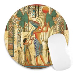 Egyptian Man Sun God Ra Amun Round Mousepads by Celenk