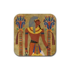 Egyptian Tutunkhamun Pharaoh Design Rubber Coaster (square)  by Celenk