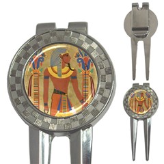 Egyptian Tutunkhamun Pharaoh Design 3-in-1 Golf Divots by Celenk