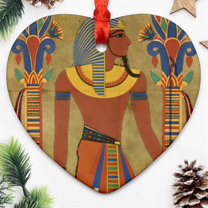 Egyptian Tutunkhamun Pharaoh Design Heart Ornament (Two Sides)