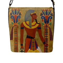 Egyptian Tutunkhamun Pharaoh Design Flap Messenger Bag (l)  by Celenk