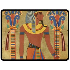 Egyptian Tutunkhamun Pharaoh Design Double Sided Fleece Blanket (large)  by Celenk