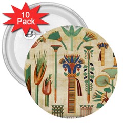 Egyptian Paper Papyrus Hieroglyphs 3  Buttons (10 pack) 