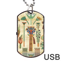 Egyptian Paper Papyrus Hieroglyphs Dog Tag Usb Flash (one Side) by Celenk