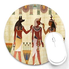 Egyptian Design Man Woman Priest Round Mousepads by Celenk