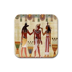 Egyptian Design Man Woman Priest Rubber Square Coaster (4 Pack)  by Celenk