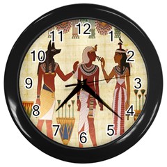 Egyptian Design Man Woman Priest Wall Clocks (black) by Celenk