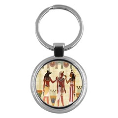 Egyptian Design Man Woman Priest Key Chains (round)  by Celenk