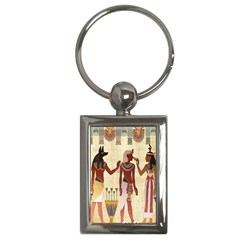 Egyptian Design Man Woman Priest Key Chains (rectangle)  by Celenk