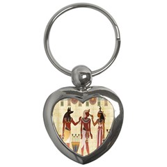 Egyptian Design Man Woman Priest Key Chains (heart)  by Celenk